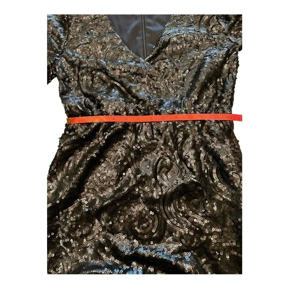 Francesca Women Sequin Dress S Blue Navy Beaded Short Sleeve Party Cocktail - Picture 9 of 12